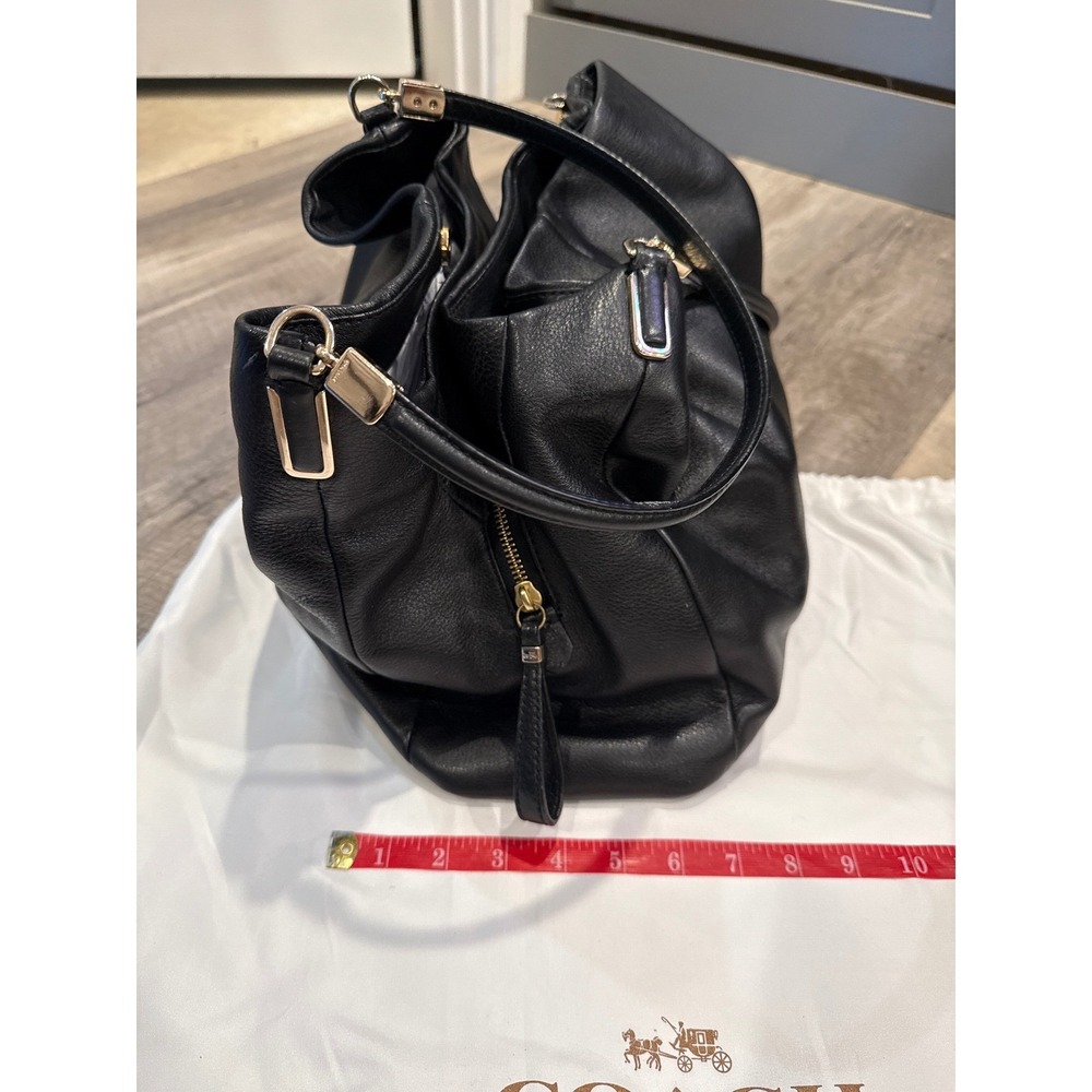 COACH Black Leather Satchel Shoulder Bag Designer Handbag Purse - Picture 11 of 17